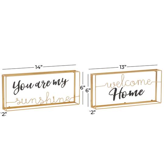 Gold Metal Contemporary Wall Sign Set
